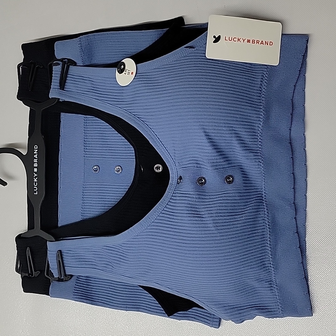 Lucky Brand Blue And Black Bralette With Bottoms 4pc Set
